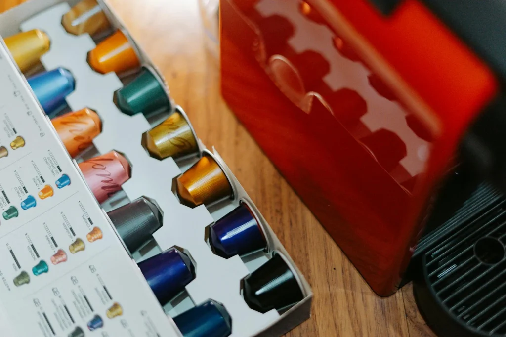 Coffee pod machine on a UK kitchen counter — best pod coffee machines 2026