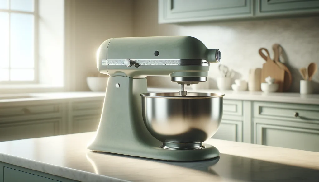 Sage green stand mixer on a UK kitchen worktop — best stand mixers 2026 UK buying guide