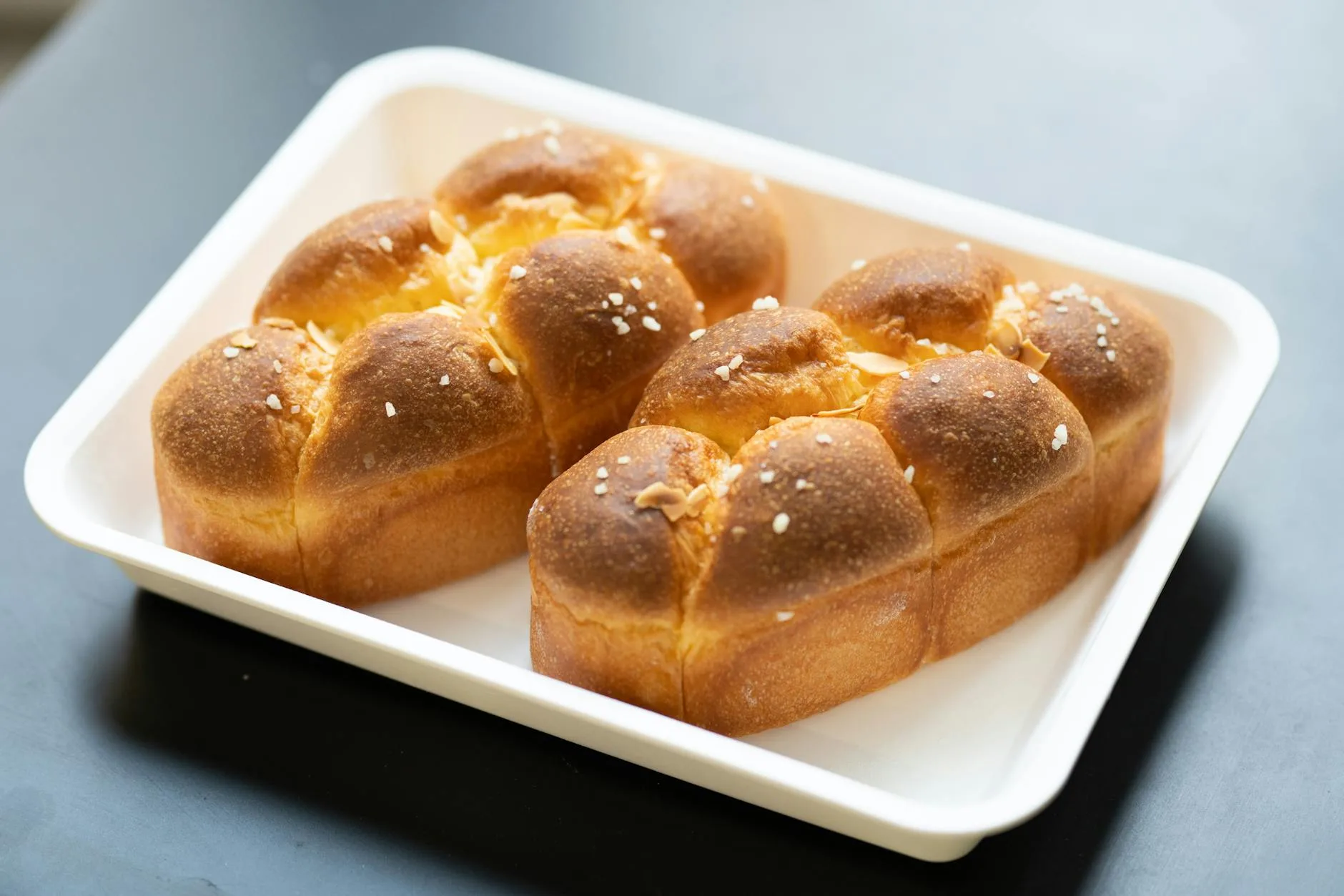 Golden baked brioche bread