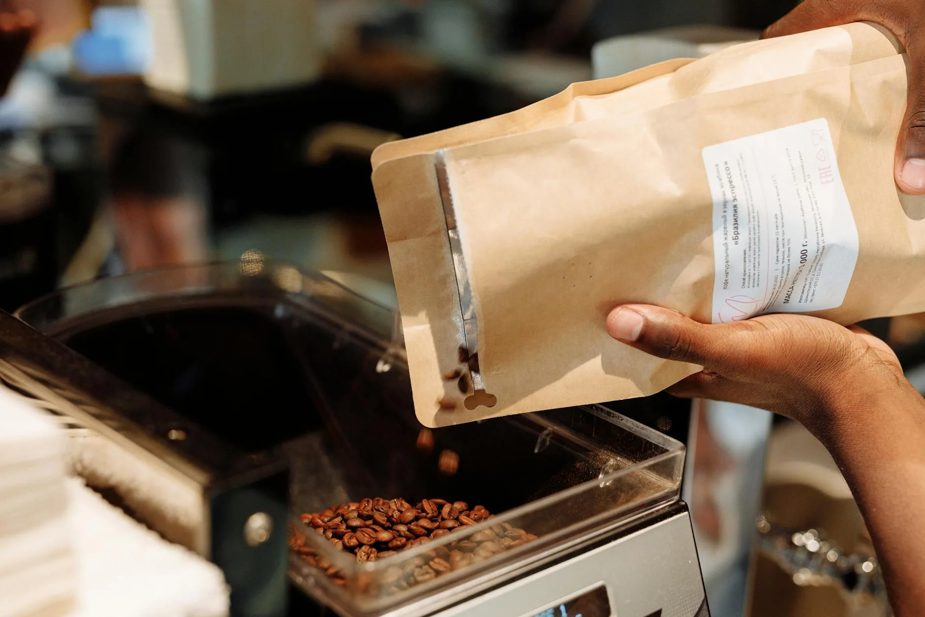Freshly roasted coffee beans for filter brewing