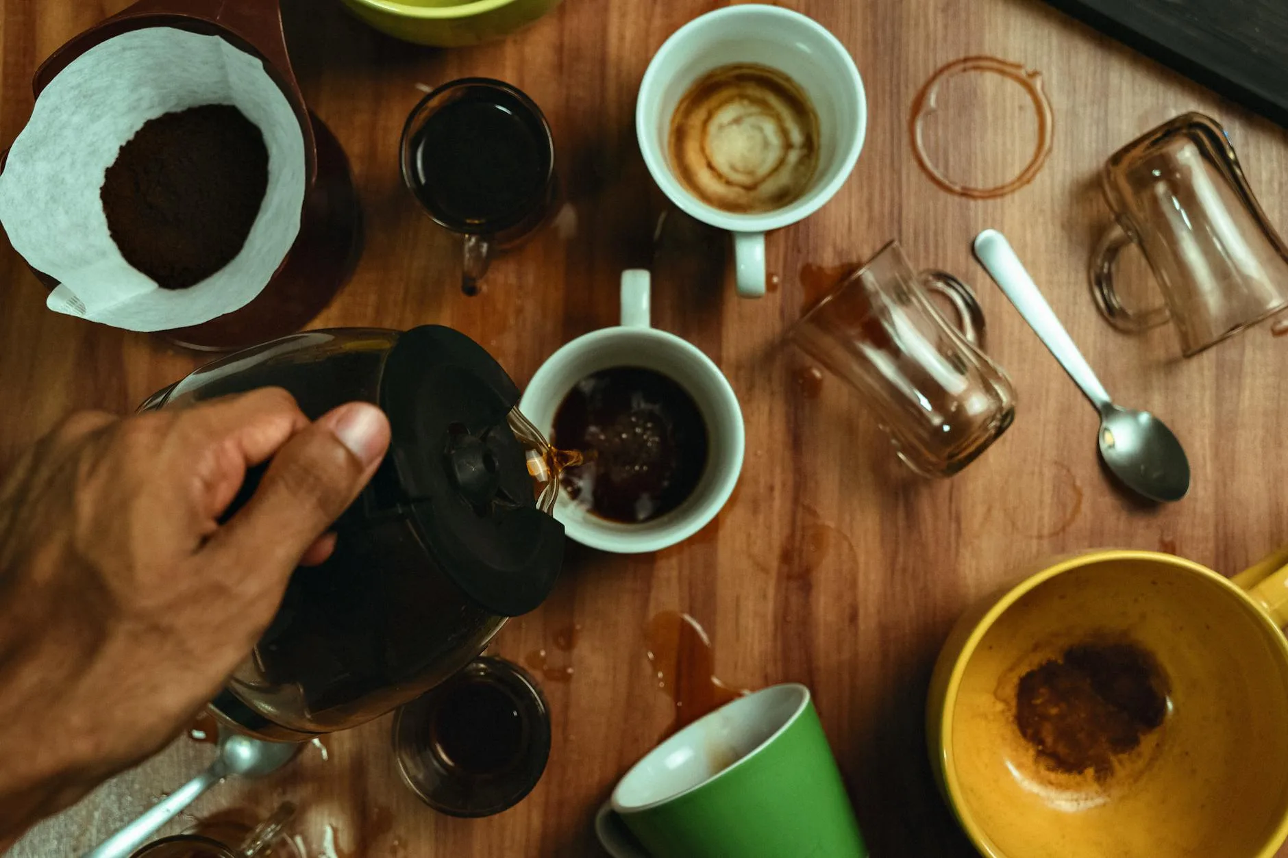 Pouring filter coffee into a cup