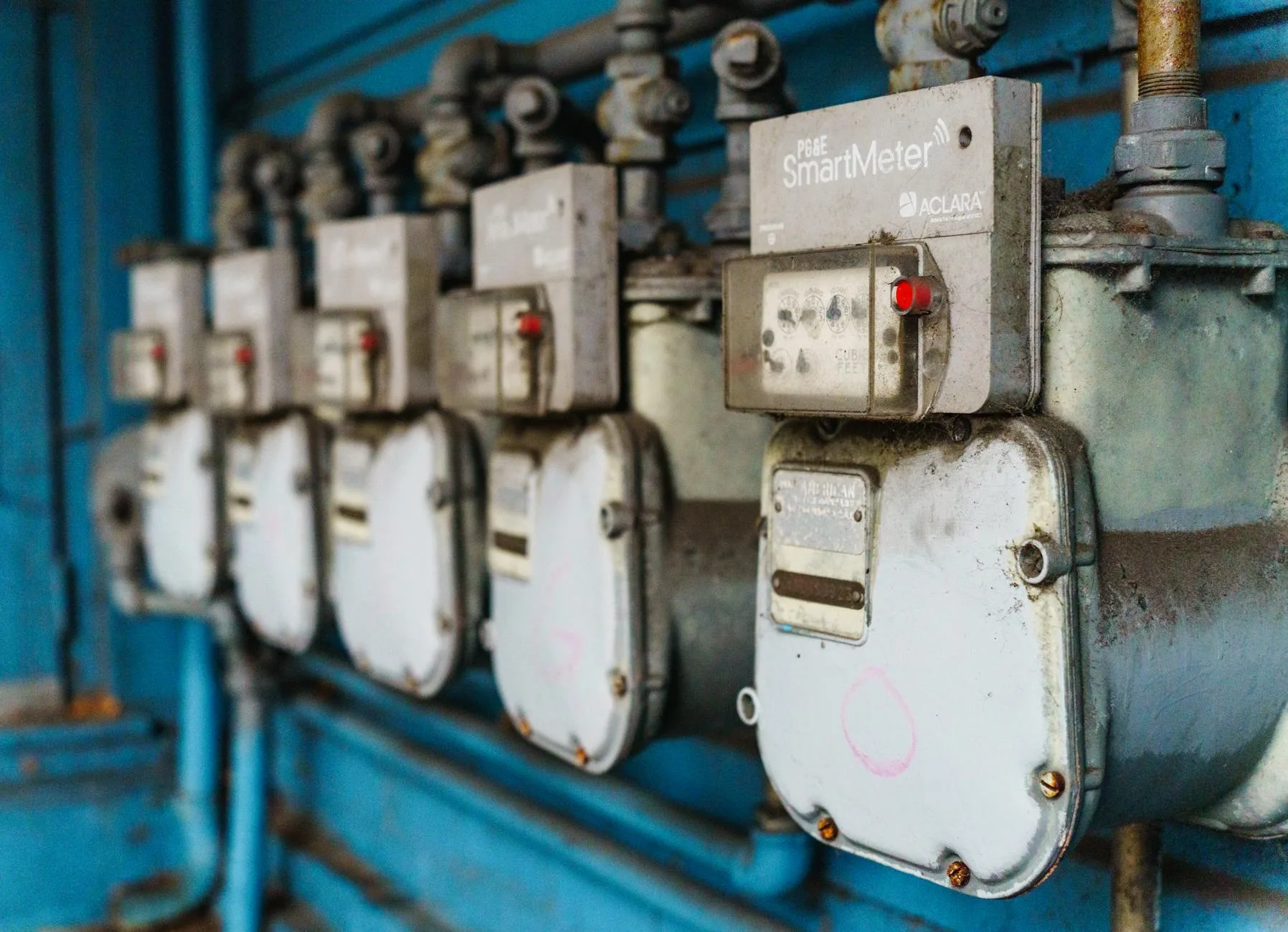 Utility meter showing energy usage for kitchen appliances