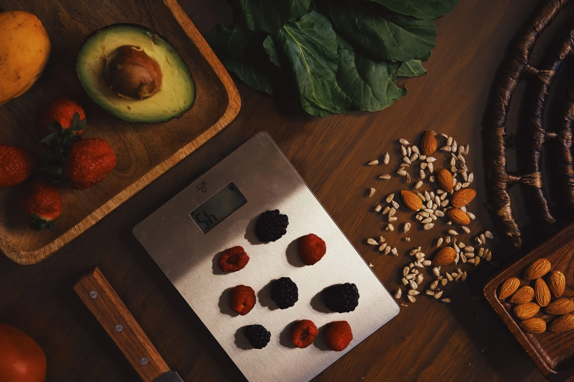 Compact kitchen scales used for meal prep portions